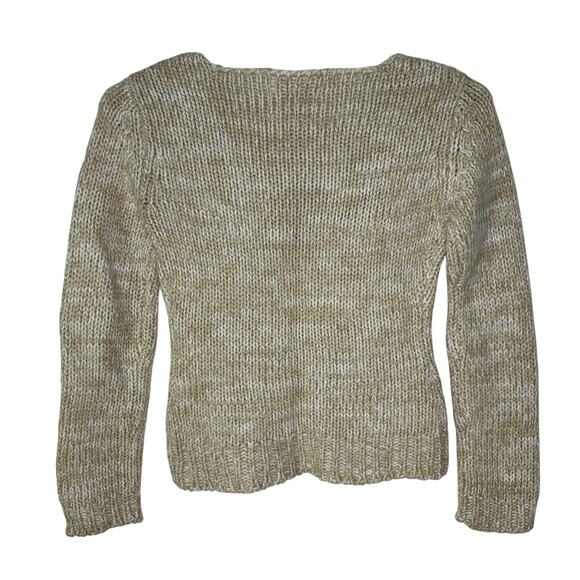 Rene Derhy Women's 6 Sweater Tan Lambs Wool Angora Blend Knit Floral Boho Indie - Picture 3 of 5